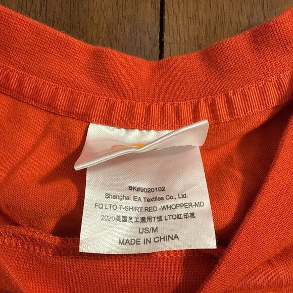 Burger King BK Official Whopper Sandwich Red Employee Shirt Medium - Picture 4 of 10